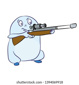 vector illustration of a character with a gun