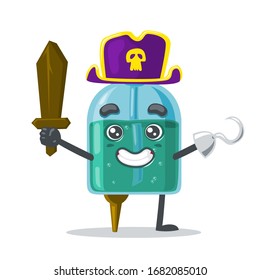 vector illustration of character or hand sanitizer mascot wearing pirates costume