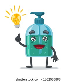 vector illustration of character or hand sanitizer mascot got idea