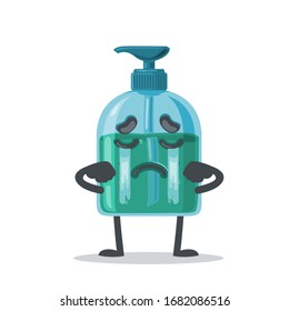 vector illustration of character or hand sanitizer mascot crying