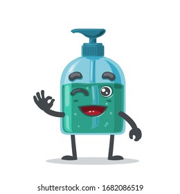 vector illustration of character or hand sanitizer mascot with nice hand