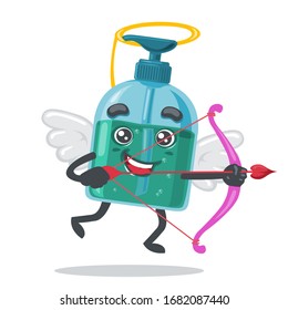 vector illustration of character or hand sanitizer mascot wearing cupid costume