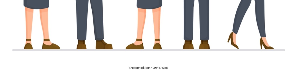 Vector illustration of character legs. Shoe advertisement. 