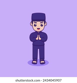 Vector illustration of a character making the gesture of Salam. perfect for Ramadan kareem themed projects