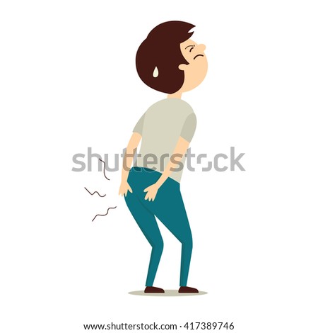Vector illustration character of man feel painful with hemorrhoid. 