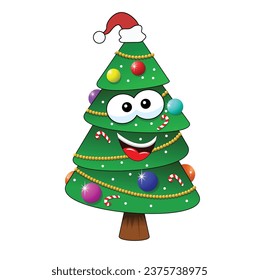 Vector illustration character mascot christmas tree isolated on white background