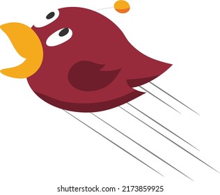 Imagen vectorial mascota lindo ave roja voladora aislada en fondo blanco