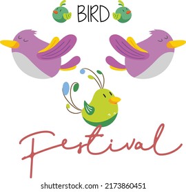 Ilustración vectorial mascota lindo Festival de Aves aislado de fondo blanco