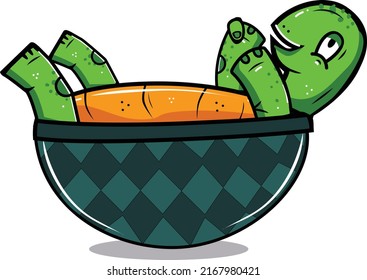 Vector illustration character mascot very sleepy turtle isolated on white background