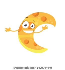 vector illustration with character moon, blank