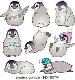 Vector illustration,  character penguins set