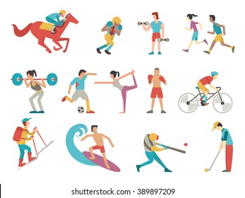 Vector illustration character of people in sport set, simple style with flat design. 