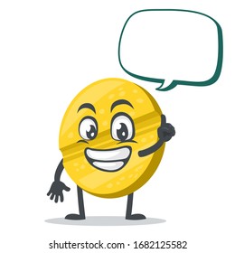 vector illustration of character or pill mascot says with blank balloon speech