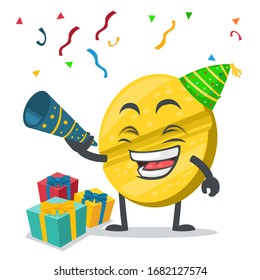 vector illustration of character or pill mascot celebrate new year party