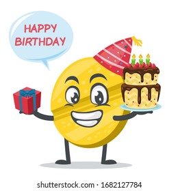 vector illustration of character or pill mascot celebrate birthday party