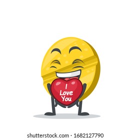 vector illustration of character or pill mascot give love symbol and says i love you