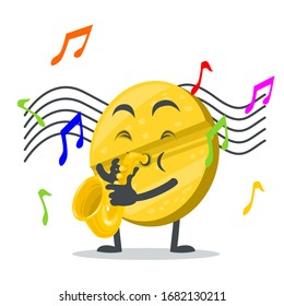 ilustración vectorial del carácter o mascota de la píldora tocando saxofón