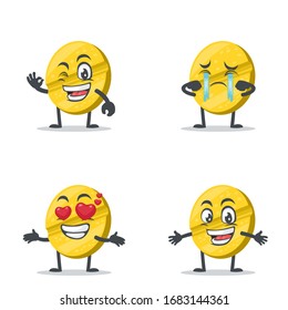 vector illustration of character or pill mascot collection set with expression theme