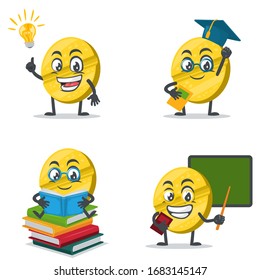 vector illustration of character or pill mascot collection set with education theme