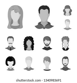 Vector illustration of character and profile icon. Collection of character and dummy stock vector illustration.