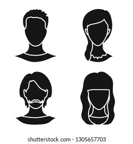 Vector illustration of character and profile logo. Set of character and dummy stock symbol for web.