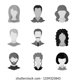 Vector illustration of character and profile logo. Set of character and dummy stock vector illustration.