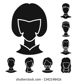 Vector illustration of character and profile logo. Collection of character and dummy vector icon for stock.