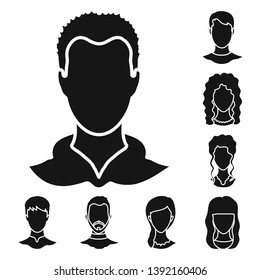 Vector illustration of character and profile logo. Set of character and dummy vector icon for stock.