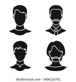Vector illustration of character and profile logo. Set of character and dummy vector icon for stock.