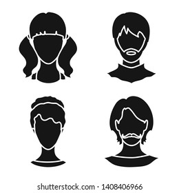 Vector illustration of character and profile logo. Collection of character and dummy vector icon for stock.