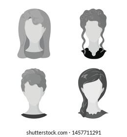 Vector illustration of character and profile logo. Set of character and dummy vector icon for stock.