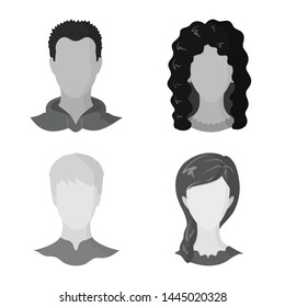 Vector illustration of character and profile sign. Set of character and dummy stock vector illustration.