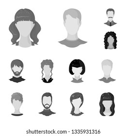 Vector illustration of character and profile symbol. Collection of character and dummy stock symbol for web.