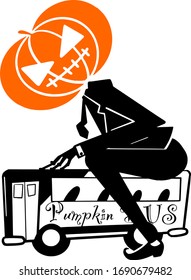 Carácter de ilustración vectorial. silueta de negocios de calabaza con conductor de poses y fondo blanco