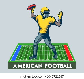 Vector illustration character of quarterback.Suitable for info graphic