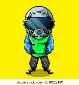 VECTOR ILLUSTRATION OF CHARACTER WITH ROBOT HEAD AND URBAN STREETWEAR