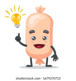 Vector illustration of character or sausage mascot got idea