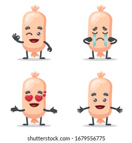 Vector illustration of character or sausage mascot collection set with expression theme
