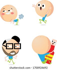 Ilustración vectorial conjunto de caricaturas de la bola de carne estilo para pegatinas o mascotas