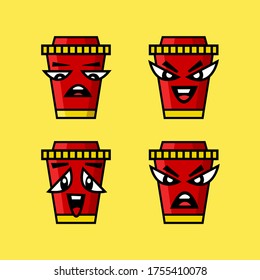 Vector Illustration Character Set of Tumbler Drink Emoticon and Expression