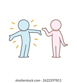 vector illustration of a character showing himself