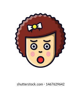 Vector illustration of character with smile, brown hair curly. Flat cartoon style suitable for web landing page, banner, flyer