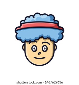 Vector illustration of character with smile, curly hair, red bandana. Flat cartoon style suitable for web landing page, banner, flyer
