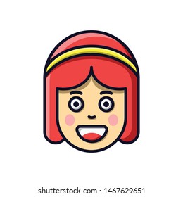 Vector illustration of character with smile, red hair, yellow bandana. Flat cartoon style suitable for web landing page, banner, flyer