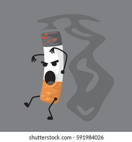 vector illustration of a character smoking a cigarette monster.