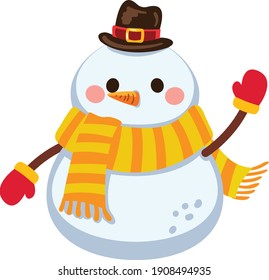 Vektorgrafik-Charakter Snowman einzeln auf weißem Hintergrund