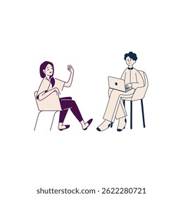 vector illustration of a character studying with his friend