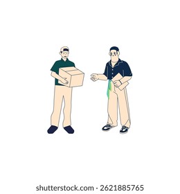 Ilustración vectorial de un personaje hablando con un mensajero