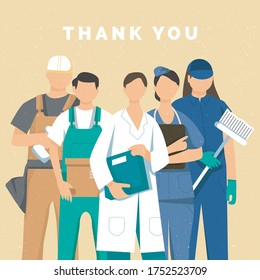 Vector illustration character, thanks for all workers, doctor, courier, and many more