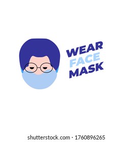 Vector illustration character wear face mask